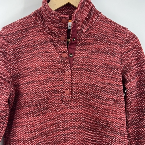Orvis Sweater Womens Extra Small Red Mock Neck 1/4 Snap Button Pullover NEW - Picture 2 of 12
